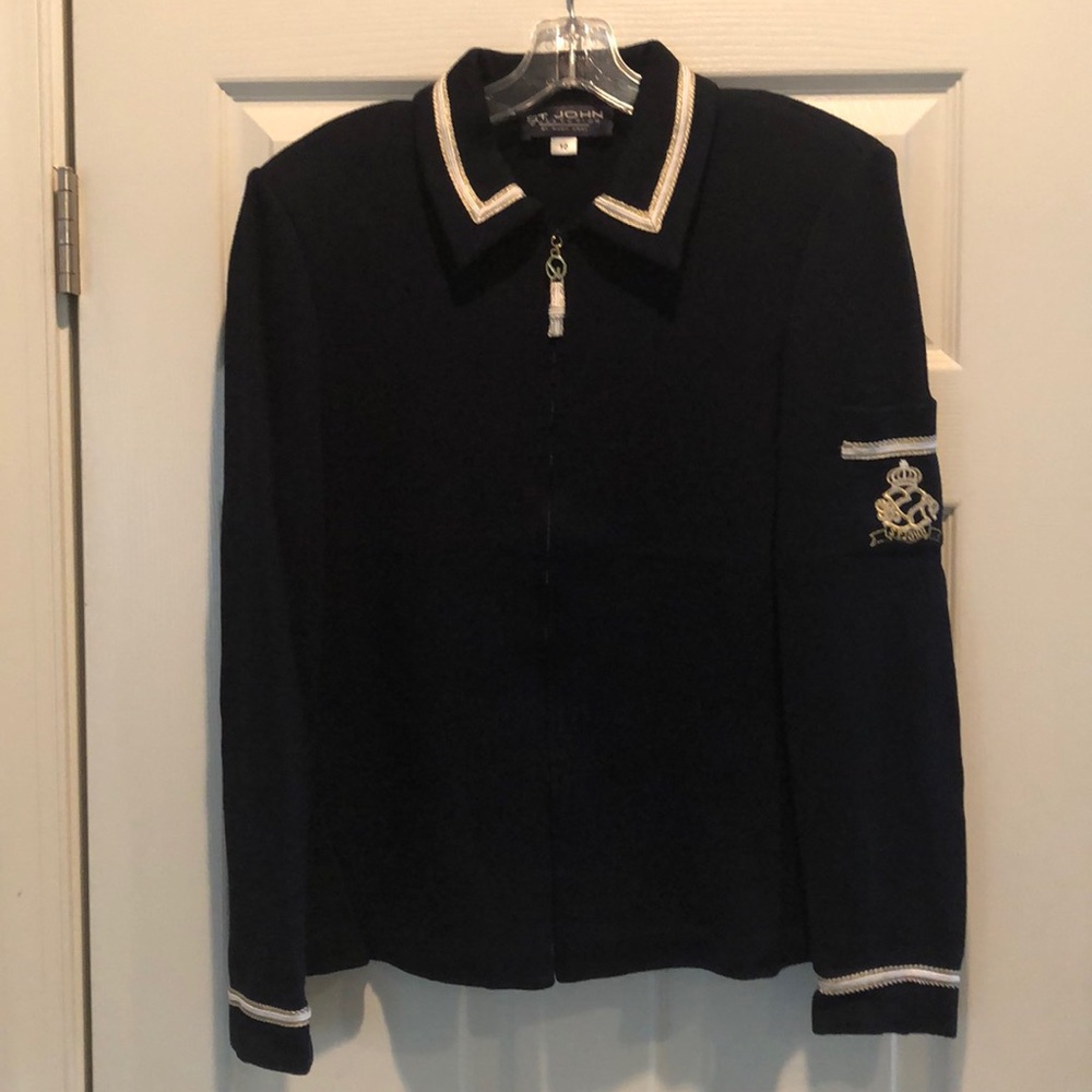 St. John Vintage Navy and White Cardigan Sweater